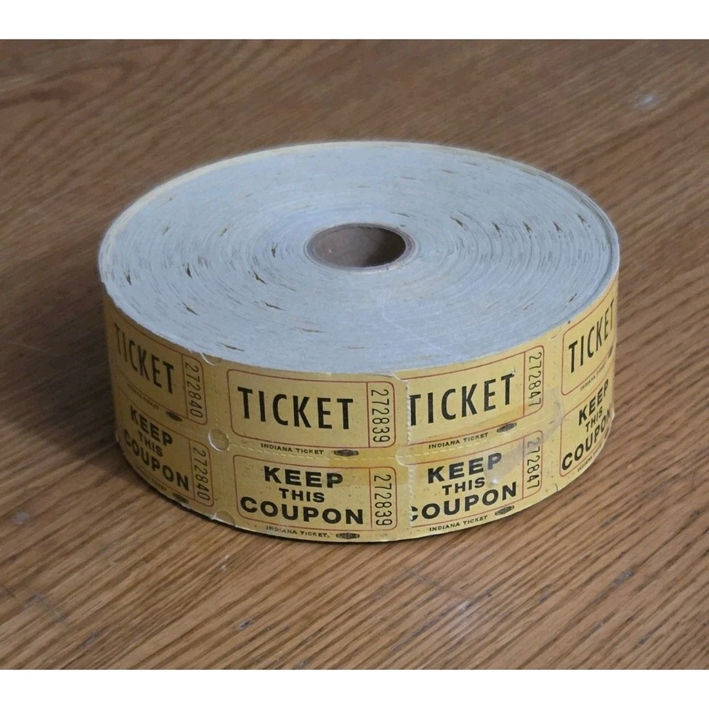 Vintage Double Roll Raffle Indiana Tickets Ivory Carnival Prop Complete Roll